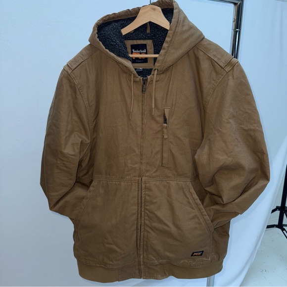 Timberland Other - Vintage Timberland Men's Brown Hooded Bomber Jacket Workwear Durable 00s